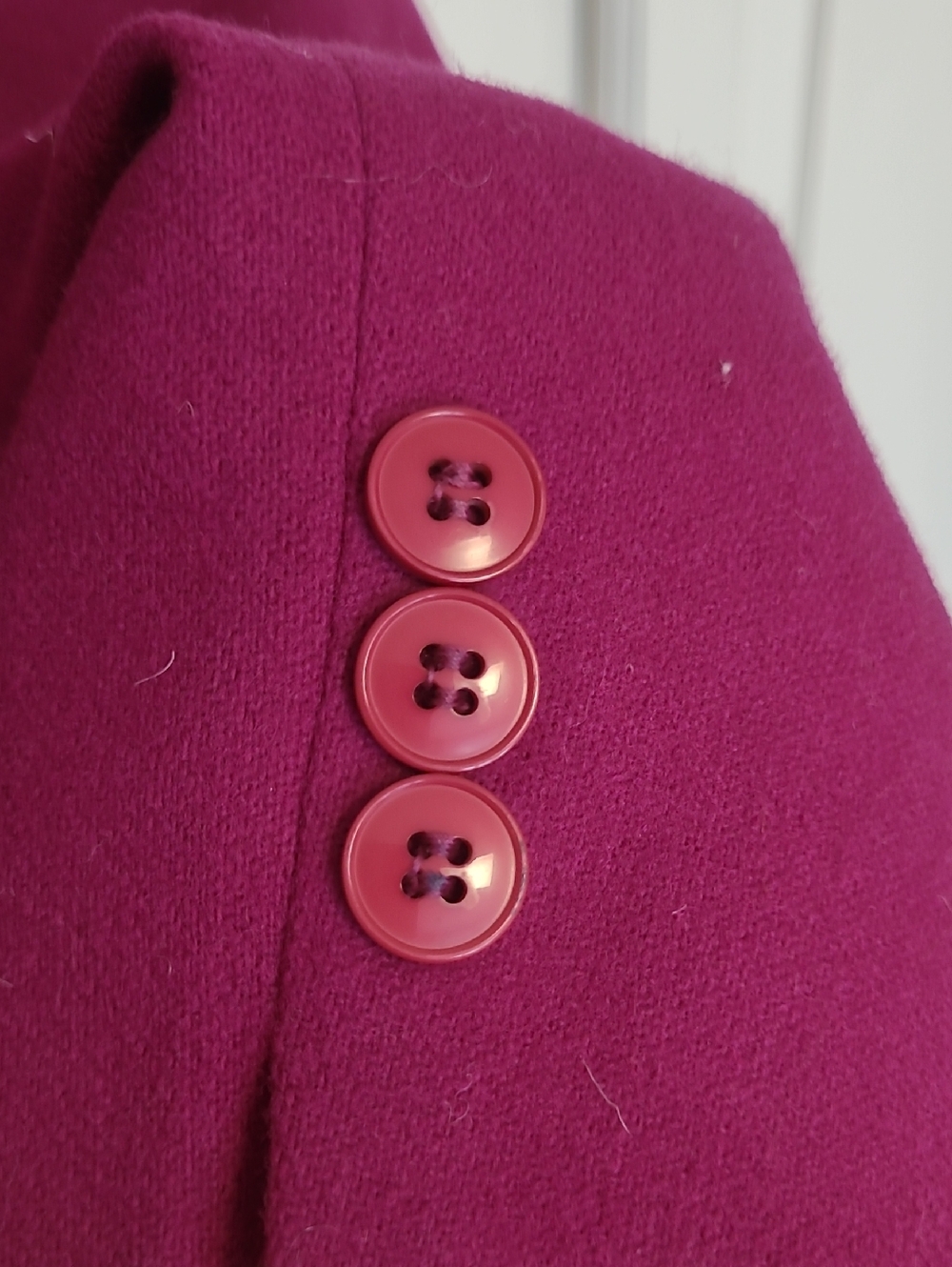 Vintage 100% Wool Women's Fuchsia Single-Button Blazer - Picture 7 of 8